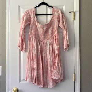 Pink tie-dye off the shoulder dress